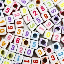 800 шт 7 мм разные цвета на белых цифрах 0-9 кубические бусины-спейсеры DIY бусины россыпью