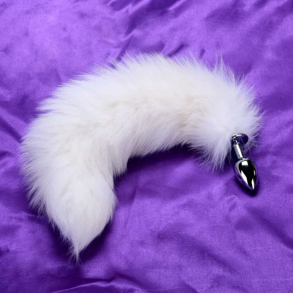 Anal font b Sex b font font b Toy b font Long White Fox Anal font