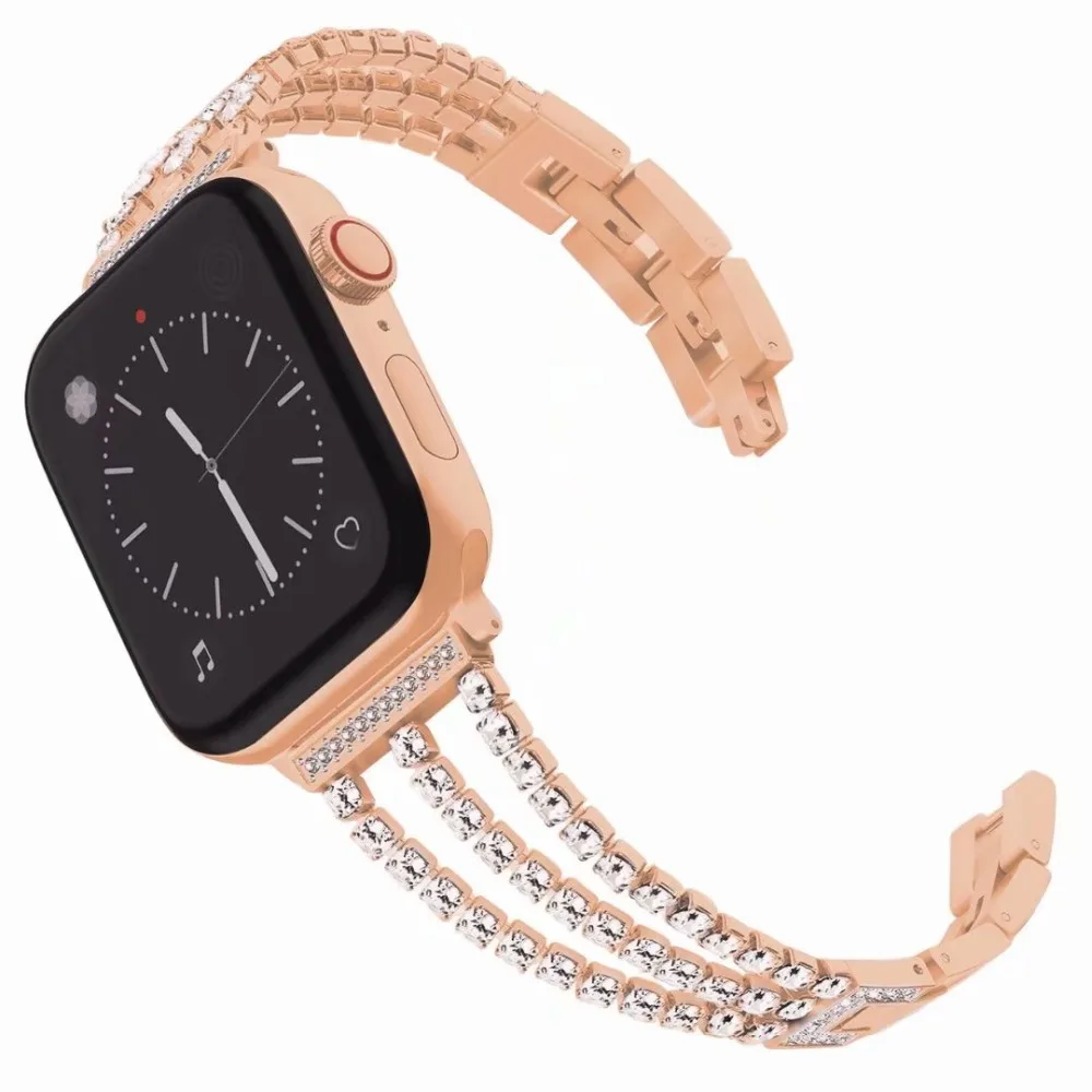Ремешок для Apple Watch 4 44 мм ремешок 38 серия 3 2 1 розовое золото браслет из нержавеющей