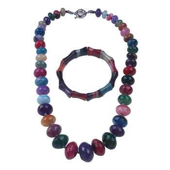 

New semi-precious stone necklace real natural beaded necklace bracelet semi precious stone antique necklace for women