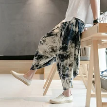 Весенние и летние свободные дышащие брюки с принтом песка в китайском стиле 9 брюки мужские брюки уличная одежда