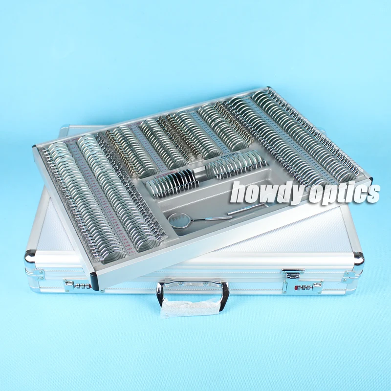 

266 Trial lens set Optical trial lens case Aluminum case Metal rim Free plastic trial frame