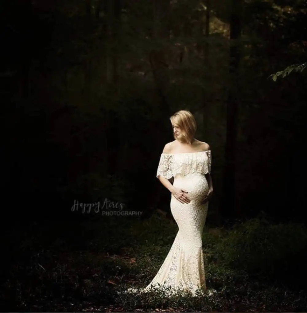 Maternity Pregnancy Dress Photography Props Lace Fancy Maxi Maternity Gown Clothes For Photo Shoots 2019 Women Pregnant Dresses (7)