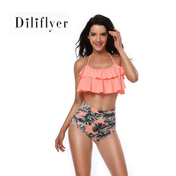

Summer High Waist Swimsuit 2019 Woman Sexy Swimsuit Solid Tankini Push Up Bikinis Two Pieces Suit Swimwear For Girls