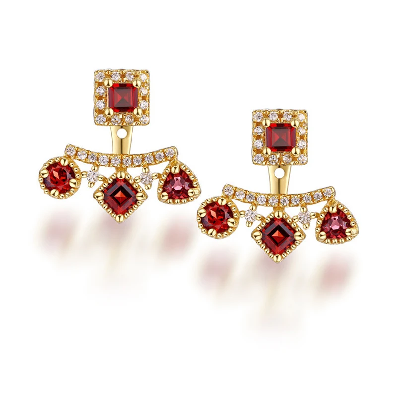 

ANI 925 Sterling Silver Women Drop Earrings Natural Garnet Wedding Fine Jewelry Elegant Dangle Earrings Elegant Bijoux for Women