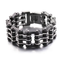 Мужские черные и серебряные браслеты из нержавеющей стали негабаритных шириной 25 мм и тяжелой езды на велосипеде браслет в виде велосипедной цепи ювелирные изделия подарок