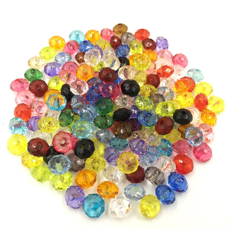 900Pcs Acrylic Spacer Beads Mixed Clear Round Flat Faceted Jewelry DIY Making Findings 8x5mm-in