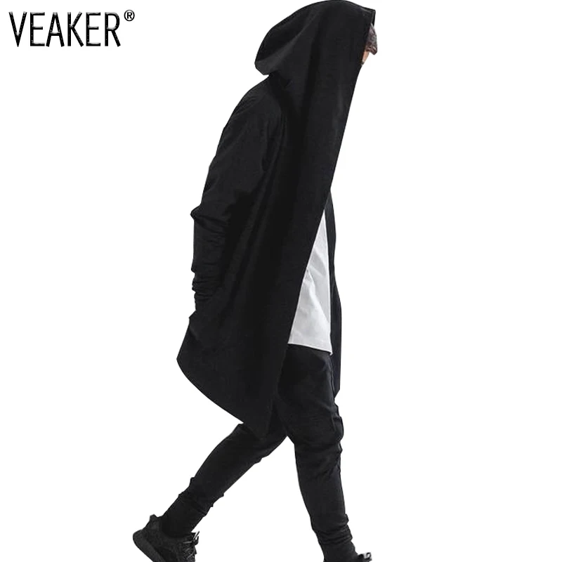 2019 Mens Hip Hop Hoodies Sweatshirts Men Black Mantle Cloak Hooded Gown Jacket Long Sleeve Coat Streetwear Hoodie Plus Size 3XL 2019 Mens Hip Hop Hoodies Sweatshirts Men Black Mantle Cloak Hooded Gown Jacket Long Sleeve Coat Streetwear Hoodie Plus Size 3XL