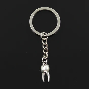 

Fashion 30mm Key Ring Metal Key Chain Keychain Jewelry Antique Silver Color Plated Zombie Tooth Teeth Molar 20x8mm Pendant