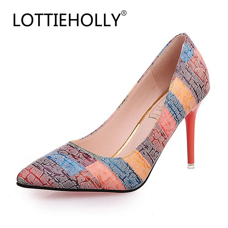 

2018 LOTTIEHOLLY Brand Perfect All-Match Shoes Women Colorful Fashion Pumps Ladies Shoes Thin High Heels Casual Shoes #WOS1810