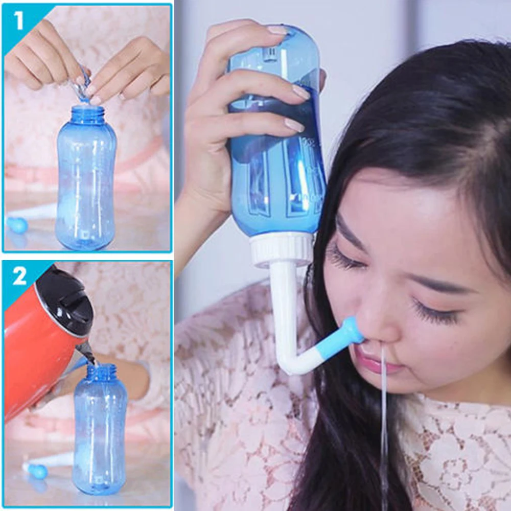 BOLIKIM Nasal Cleaner Neti Pot Nasal Irrigator Wash Sinus Bottle Allergies Relief Neti Pot/Nasal Wash Salt 500ml adults children sinusitis nasal cleaner irrigator yoga wash pot saline