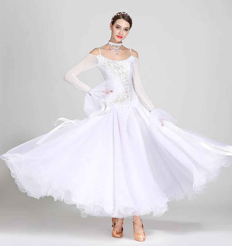 Стандартные платья для бальных танцев для женщин дизайн Вальс танцевальная юбка для взрослых 7 цветов вальс бальное платье для соревнований