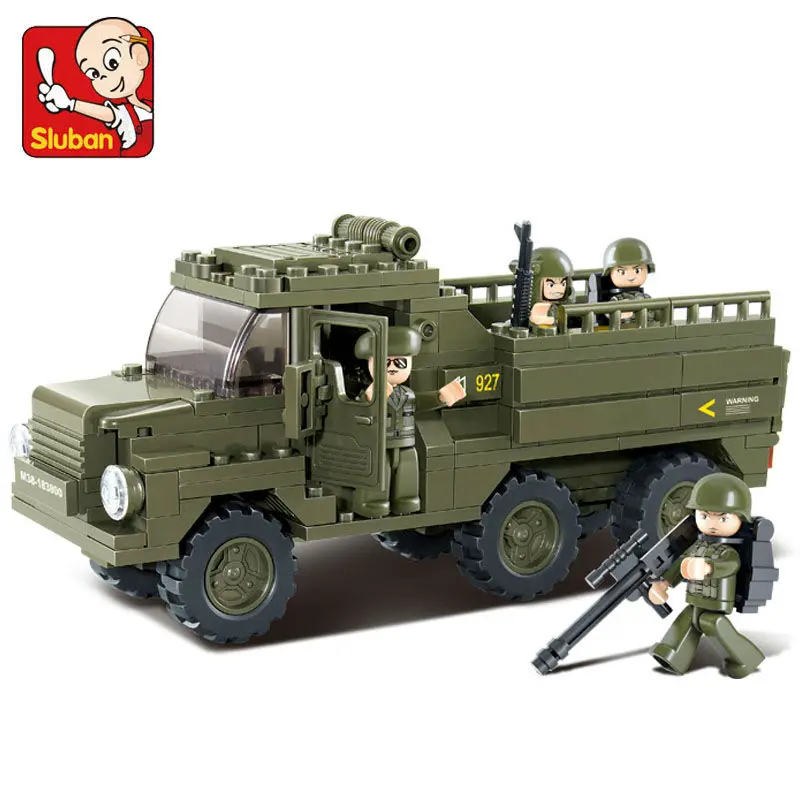 

SLUBAN 0301 Military Personnel Carrier Prowl Truck Model Building Blocks Enlighten Figure Toys For Children
