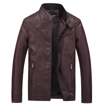 

Mens Winter Warm Leather Jackets Fashion Casual Slim Moto&Biker PU Leather Outwear High Quality Brand Plus velvet Thick Coat 3XL