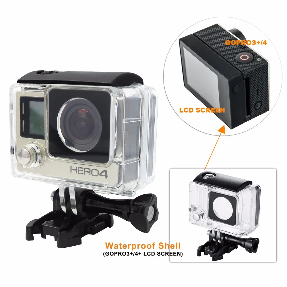 New Fashion Waterproof LCD Case for GoPro Hero 4 3+ Action Camera Go Pro Hero4 Case GoPro HERO 4