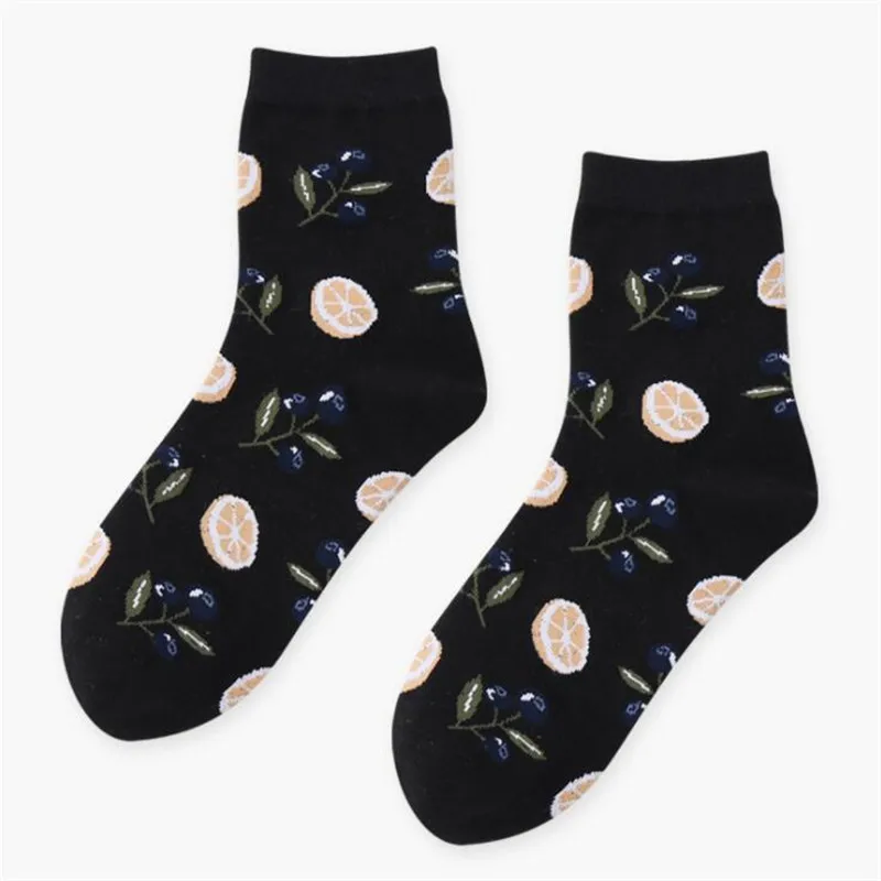 Корейские женские носки, хлопковые носки с фруктами, ананасом, авокадо, бананом, фламинго, зимние теплые носки для женщин, Meias, смешные носки Харадзюку