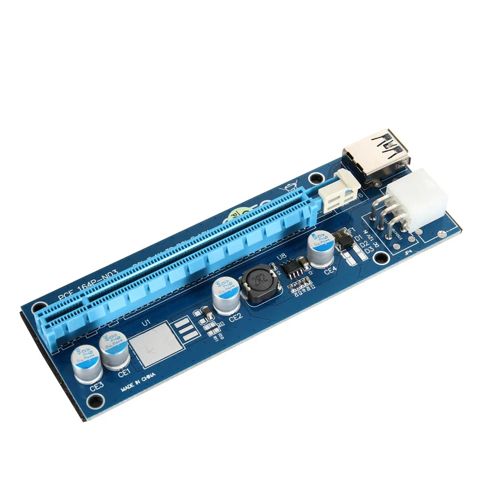 Горячая PCI Express Riser Card E 6Pin 1x к 16x расширитель с USB 3 0 кабель для передачи данных +