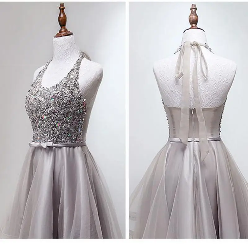 Сделать дауэр 2019 новые серые пикантные вечернее платье на брителях Bling Бисер
