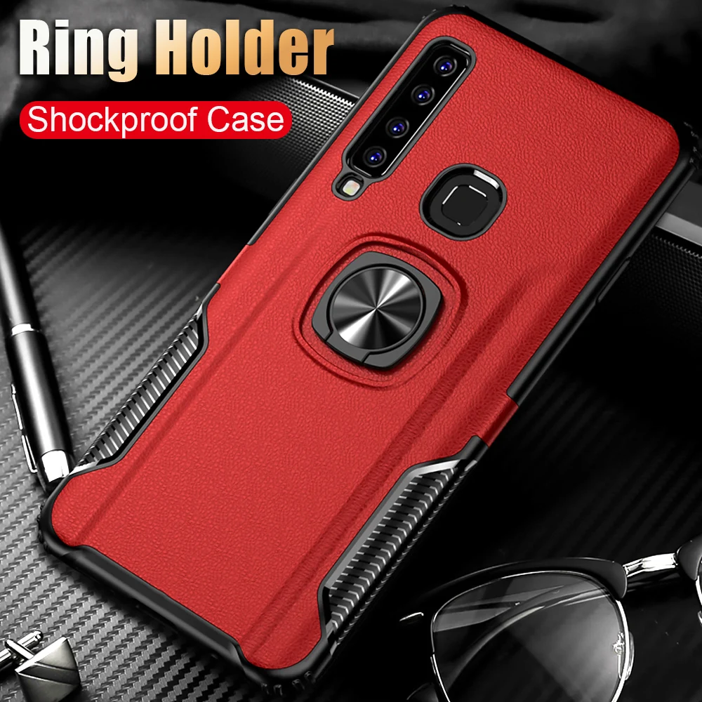 Hybrid Armor Case For Samsung Galaxy A5 A7 A8 A9 Plus 2018 A10E A20E Shockproof Cover Matte Hard PC + Soft TPU Holder Ring Stand |