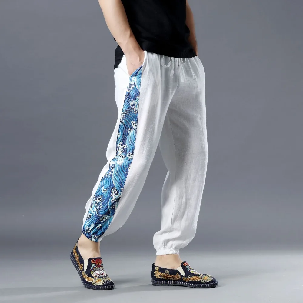 LZJN 2019 Summer Clothe Casual Harem Pants Men Fitness Trousers Male Chinese Traditional Patchwork Print Jogger Pants Harajuku (9)