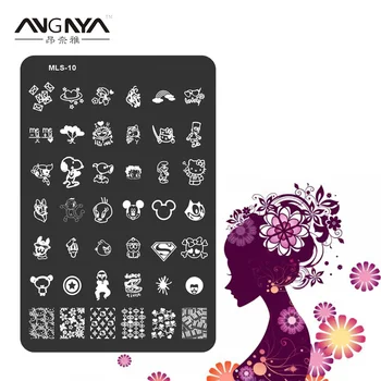 

ANGNYA 1PC MLS Series Nail Art Image Plate Stainless Steel Cartoon Animal Design Nail Template Manicure Stencil Tool MLS-10