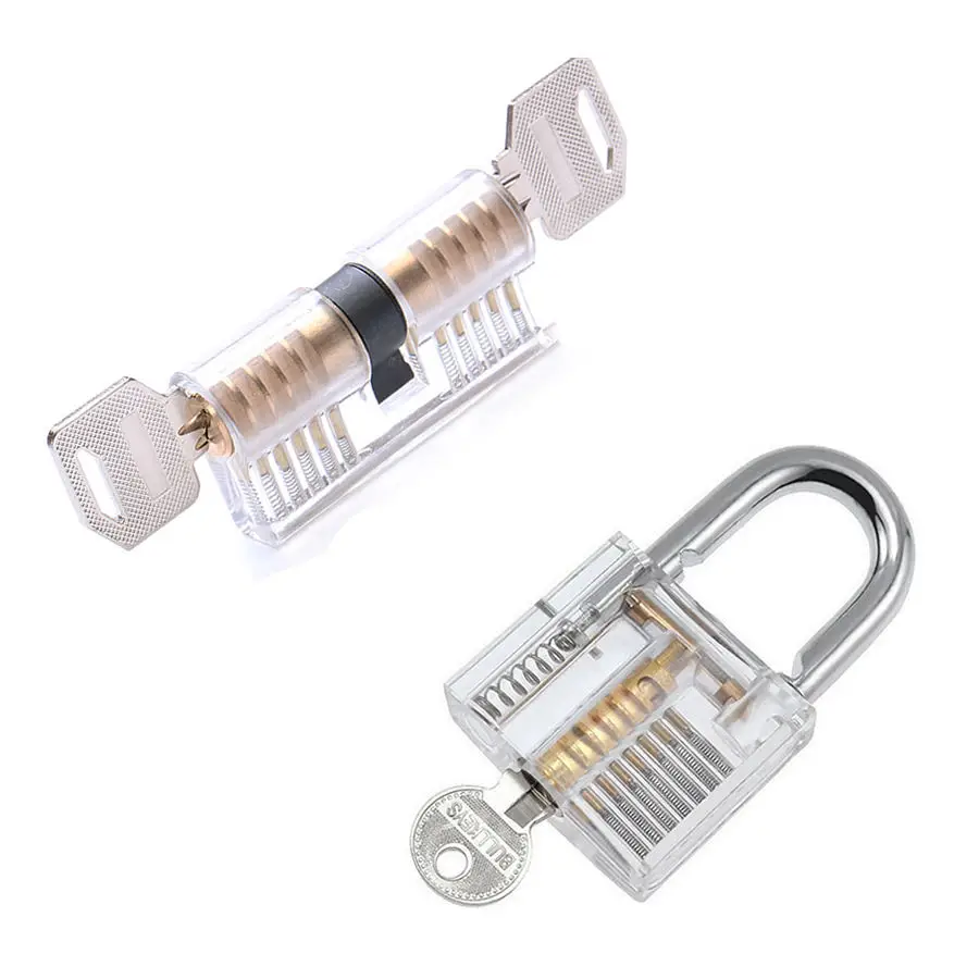 2pcs Set Clear Cutaway Door Lock + Practice Padlock locksmith training
