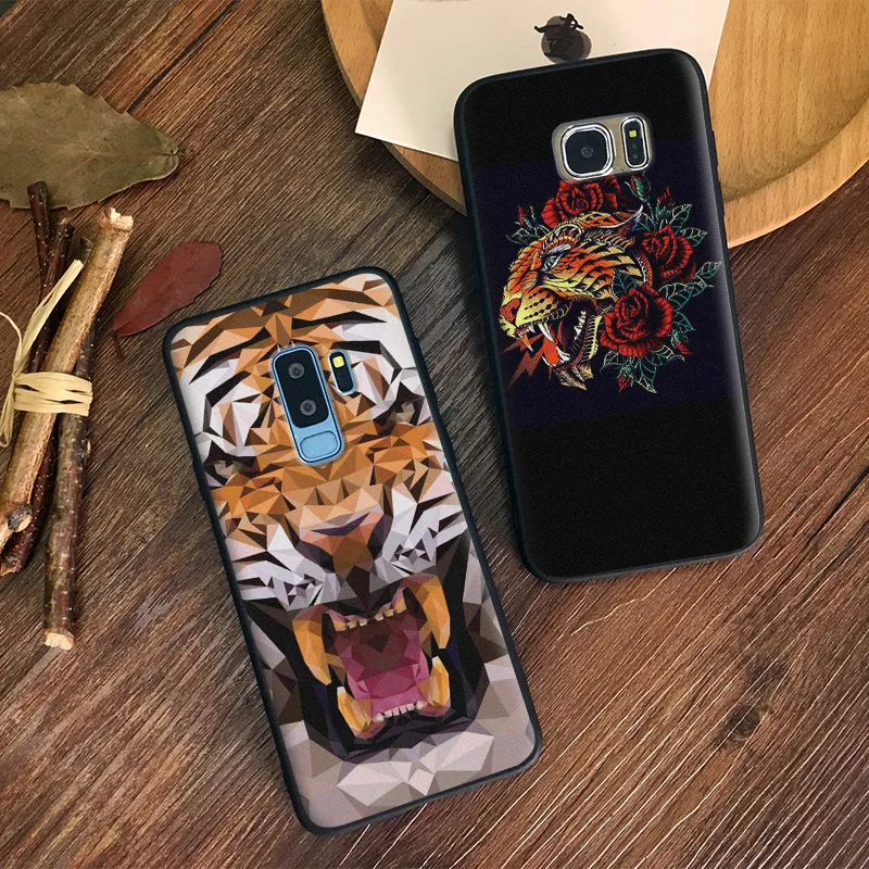 

Abstract tiger Floral Pattern Fashion Soft Silicone Phone Case Shell Cover For Samsung S7 Edge S8 S9 Plus Note 8 9