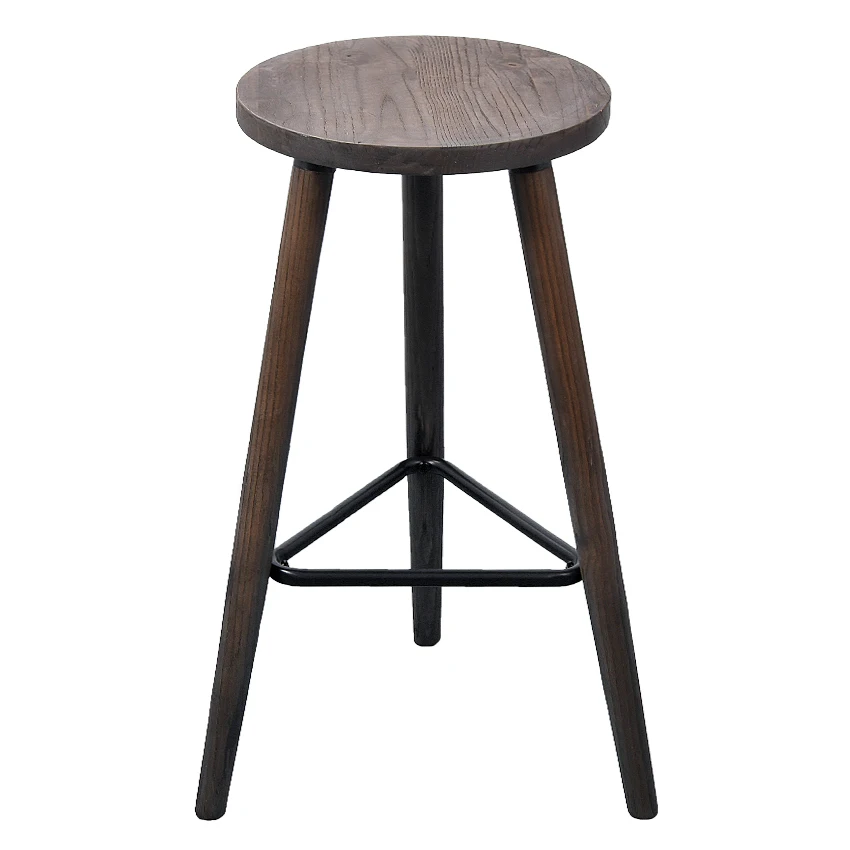 Промышленный старинный антикварный барный стул высота 66,5 см круглое сиденье деревянный стиль лофт мебель счетчик барный стул 3 ноги твердой древесины