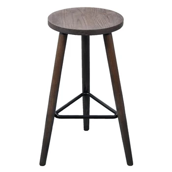 

Industrial Vintage Antique Bar Stool Height 66.5cm Round Seat Wooden Loft Style Furniture Counter Bar Stool 3 Leg Solid Wood