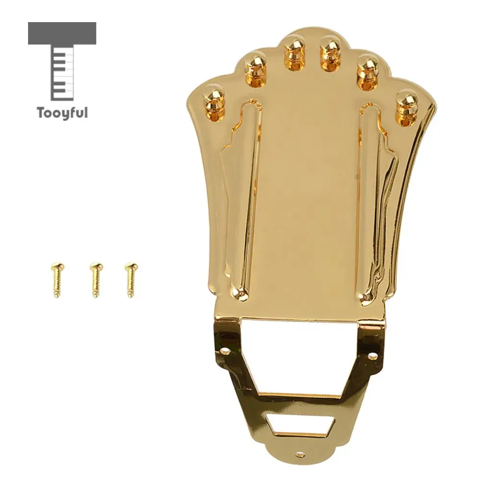 Tooyful 6 String Guitar Tailpiece Bridge for Archtop Jazz Guitar Replacement Parts Golden