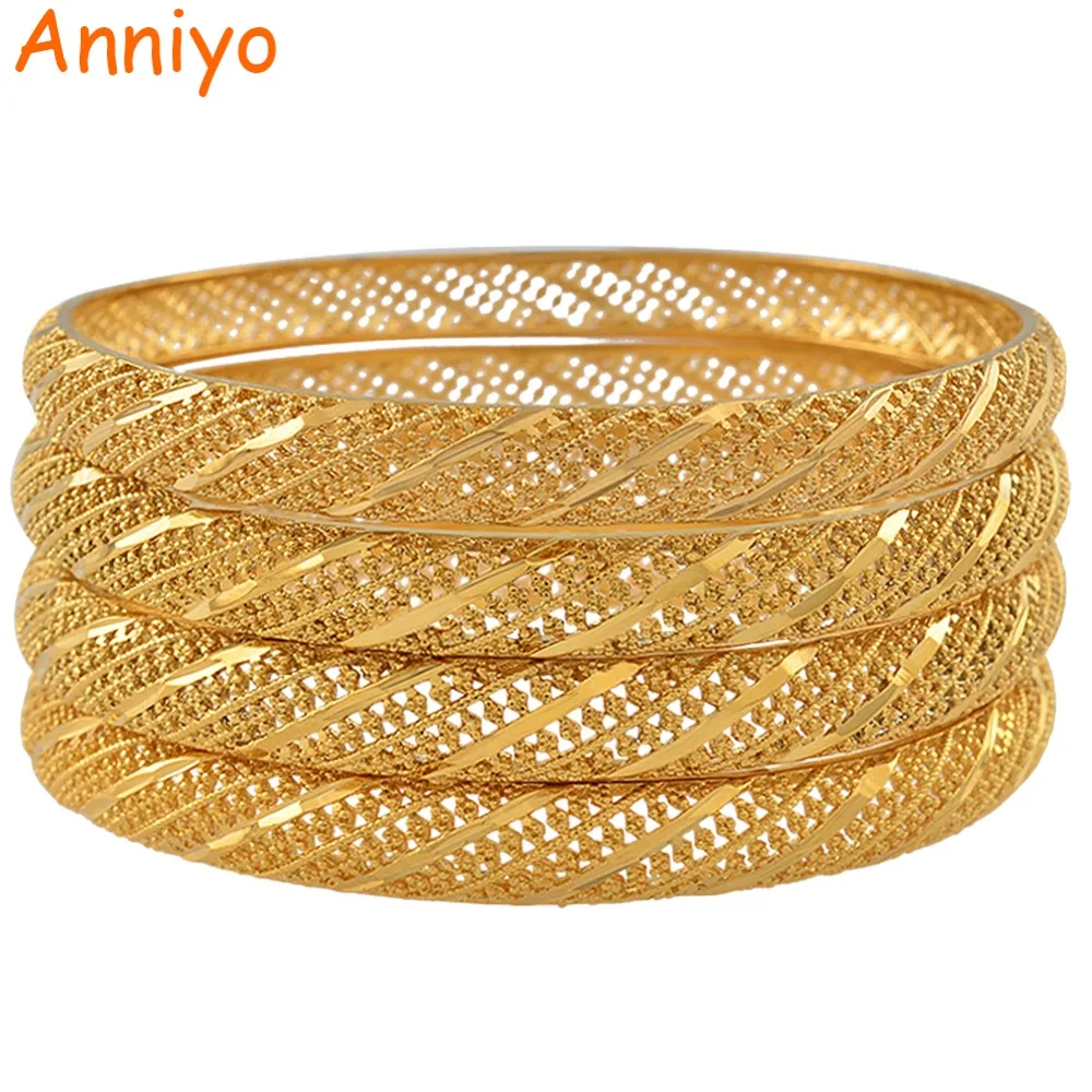 Anniyo 4 шт./лот Эфиопский золотой браслет для женщин свадебный невесты Дубай