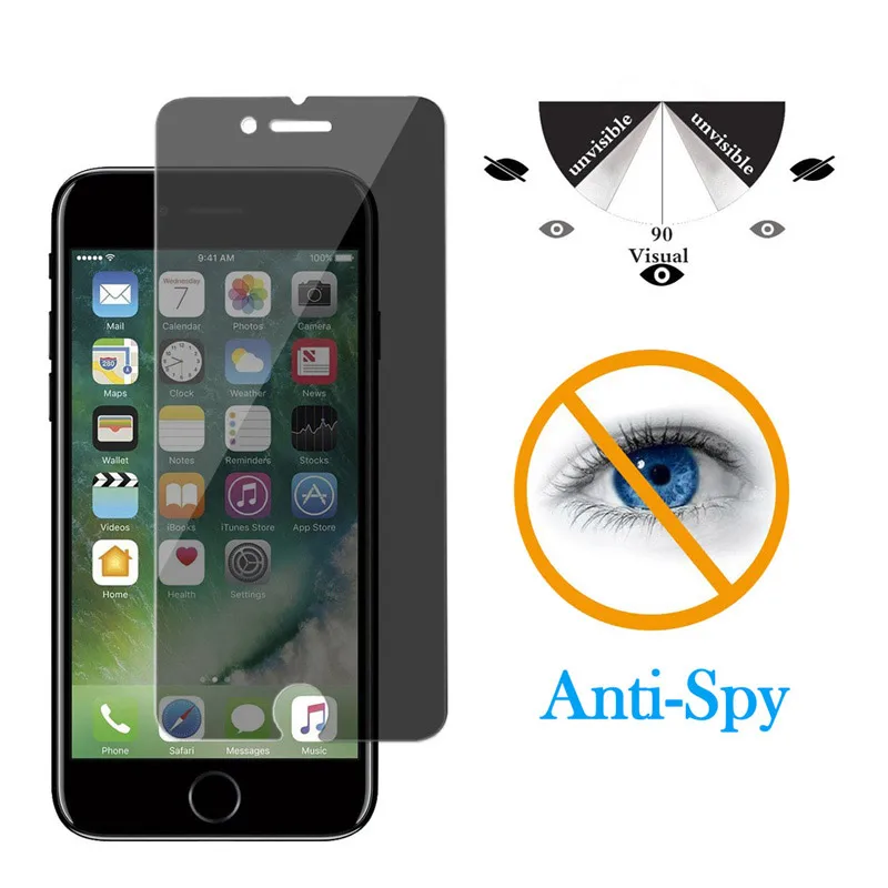 Privacy Tempered Glass for iphone 8 Plus Screen Protector AntiSpy Anti-shatter Shockproof glass for iphone X 6 6s 7 Plus 5 5s SE (5)