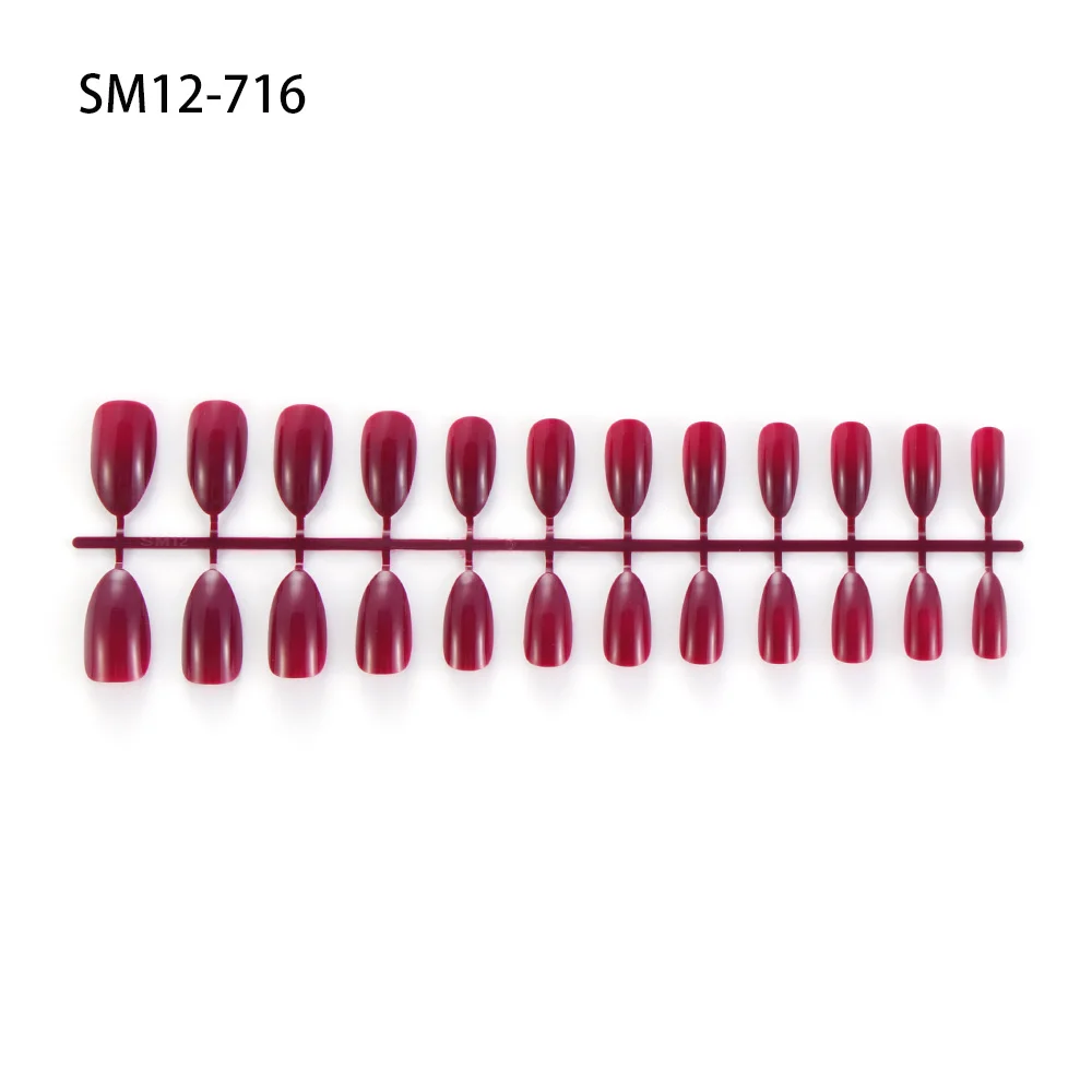 24 PCS Stiletto Fake Nails 28 Styles Long Size Pointed Solid Color DIY Nail Art Press On Nails Tips Accessory Full False Nails - Цвет: 716