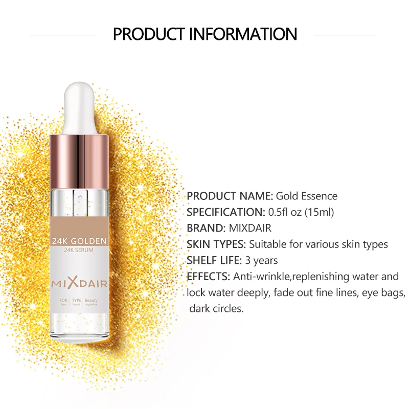 MIXDAIR 24k Gold Essence Elixir масло для макияжа кожи лица Эфирное масло перед праймером косметика/основа Увлажняющая масло для лица