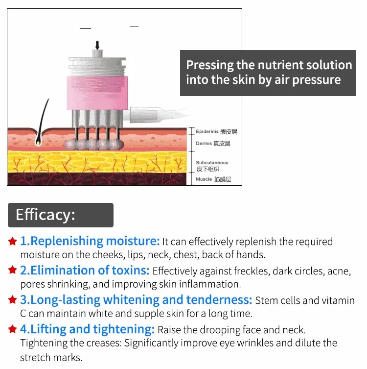 3 в 1 без иглы мезотерапевтический пистолет с подтягиванием кожи и холодным молотком зонды против старения креветки поры оборудование для отбеливания