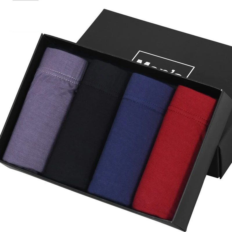 

4pcs/lot Men's Underwear Boxers Bamboo Fiber Male Panties Breathable Man trunk Boxer Solid Underpants Comfortable Brand Shorts