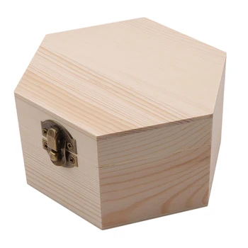 

New Fashion Simple Portable Hexagonal Shaped Wooden Storage Box Jewelry Wedding Gift Box Holder Jewelry Display