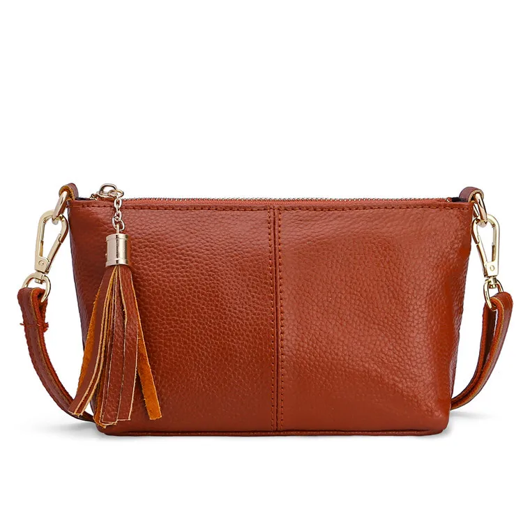Модная мягкая женская сумка из натуральной кожи, настоящие женские маленькие сумки для муфт, Классические вечерние сумочки в подарок для девушек - Цвет: Brown