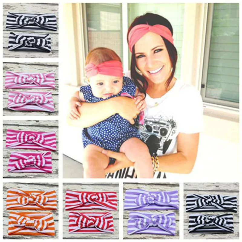 

TELOTUNY baby girl headbands Adults And Baby Keep Warm Elastic Cloth Bowknot Headband for baby girls baby headband 1010