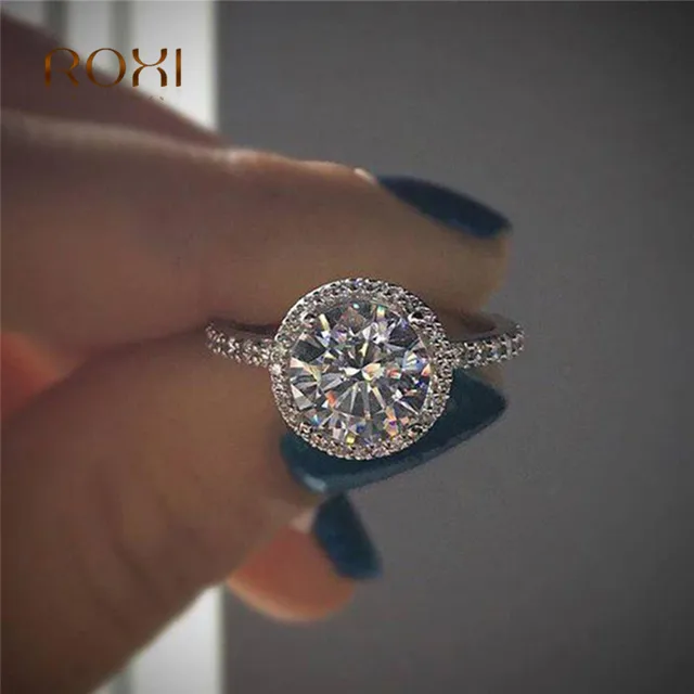 Fashion Silver Rose Gold Rings for Women Round Cut Clear CZ Zirconia Crystal Rhinestones Wedding Bridal Ring Jewelry 2018 Z4