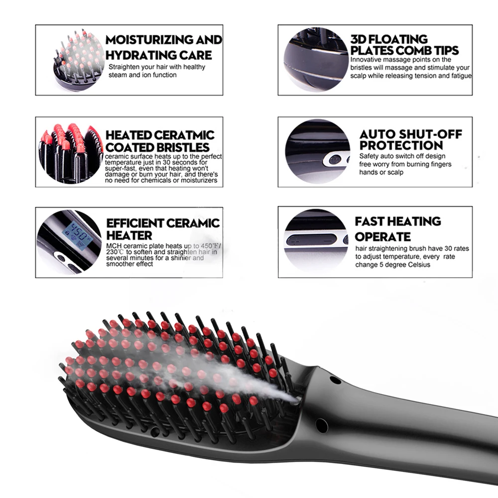2019 Новый профессиональный спутанный горячий Выпрямитель волос женские распутывающие волосы выпрямляющие гребни Инструменты для укладки