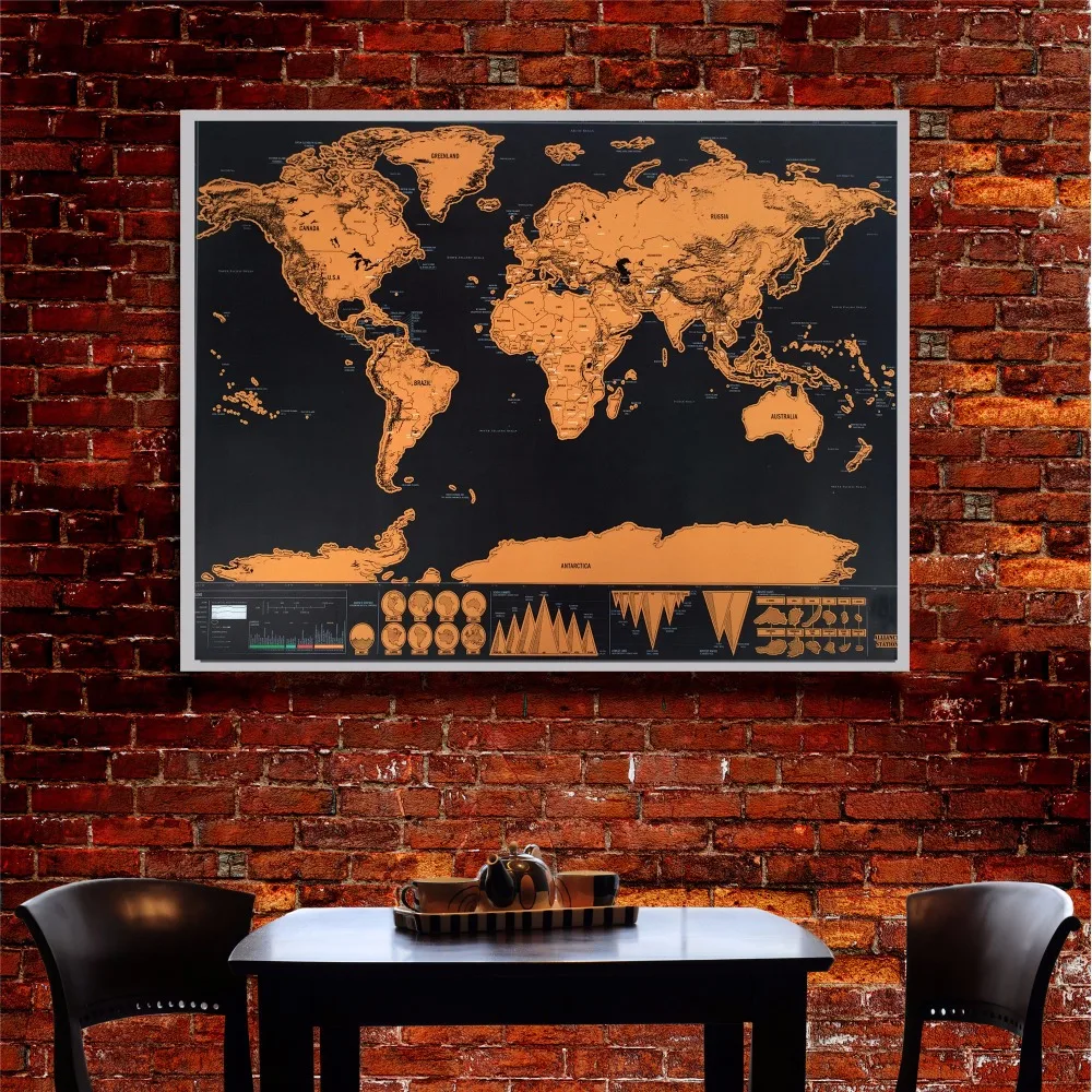 Personalized Travel Scratch Map Luxury Erase Black World Map DIY Mundi Map