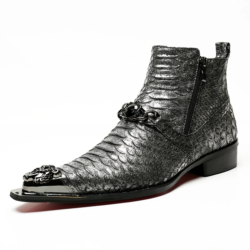 mens grey dress boots