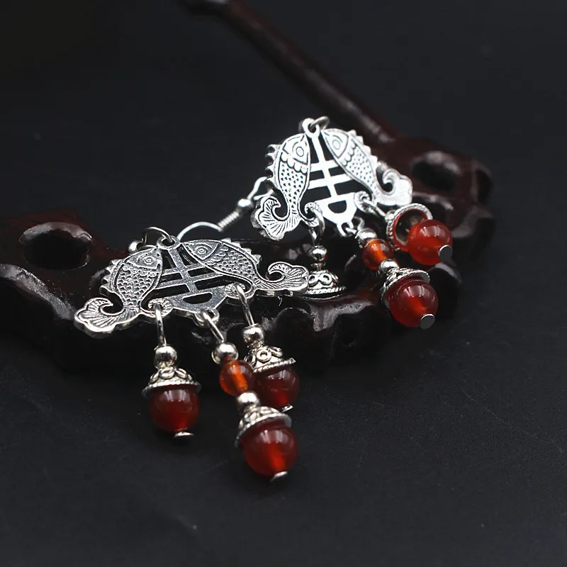 Yanting vintage earrings for women miao silver double fish earings wedding jewelry Chinese style classic ethnic accessories (11)