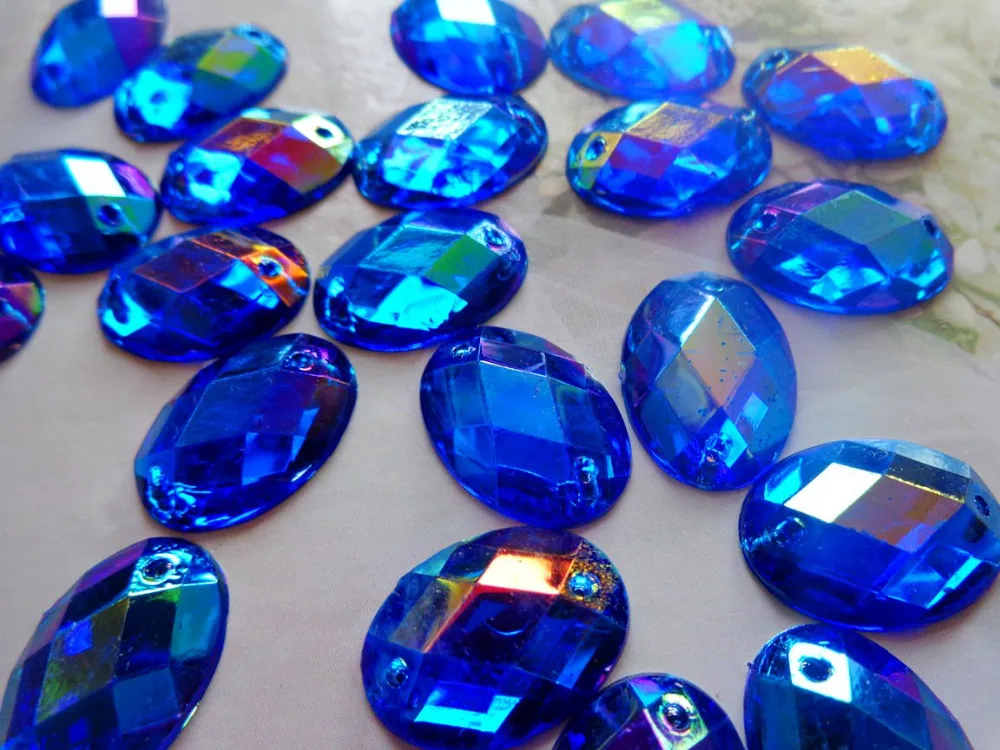100pcs 13*18mm deep blue flatback oval shape Sew on Rhinestones