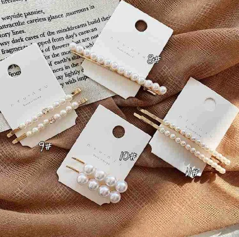 

2019 Korea Imitiation Pearl Flower Hairpins Vintage Long Barrettes Hair Clips Crystal Metal Hair Accessories Hairgrip