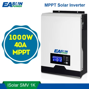Inversor hibrido todo en 1 de 1000W + Regulador MPPT 40A + Cargador 20A +, entrada máx. PV 102VDC y 500W, 230 VAC, 12V, pantalla de control LCD y bluetooth EASUN 1