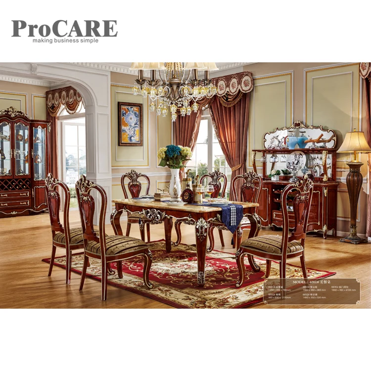 6 Seater most popular marble top dining table sets - 6001