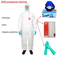 2500 белая химическая защитная одежда противогаз Органическая защита спрей краска стандартная Антистатическая аптека костюм с перчатками
