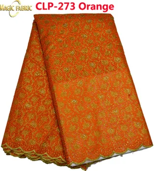 

African High Quality Swiss Voile Lace 100% cotton Rhinestone Embroidered Switzerland lace for Wedding dress CLP-273